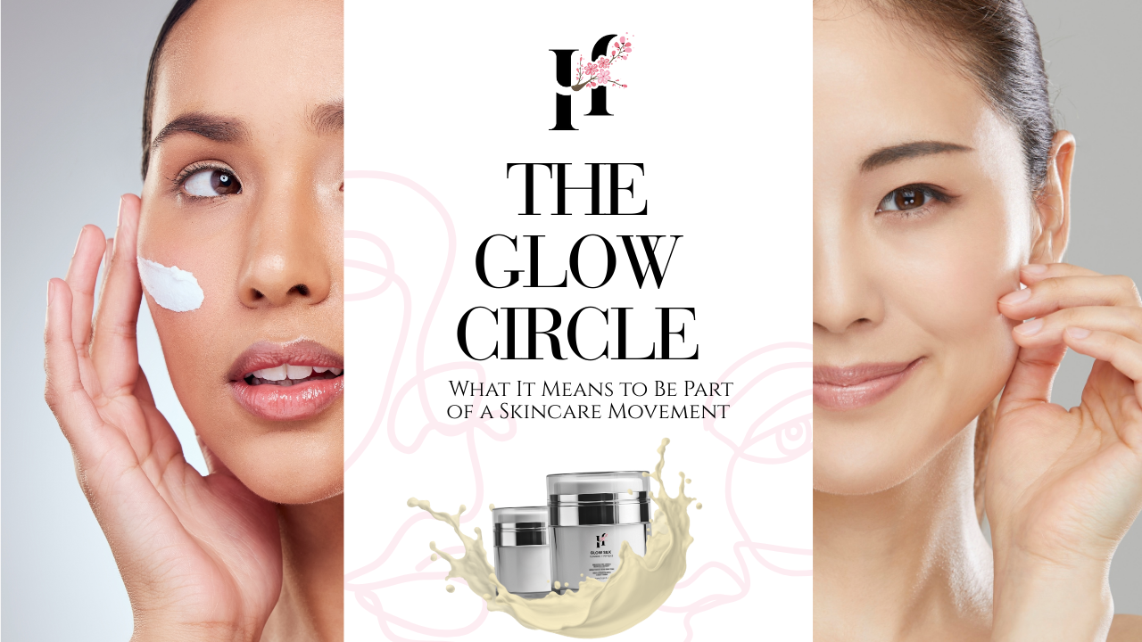 Two women with radiant skin applying skincare, promoting what it means to be part of a skincare movement through the Glow Circle and clean beauty products.